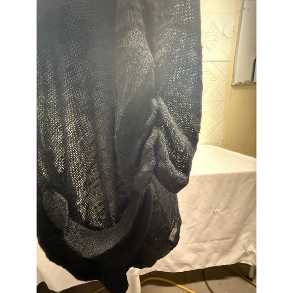 Vanity Large Black sweater open front lightweight Made USA 50% rayon polyester - Picture 6 of 9